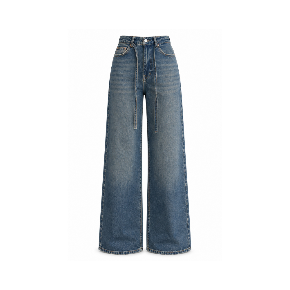 Vintage Wash High-Waisted Wide-Leg Jeans – Premium Quality