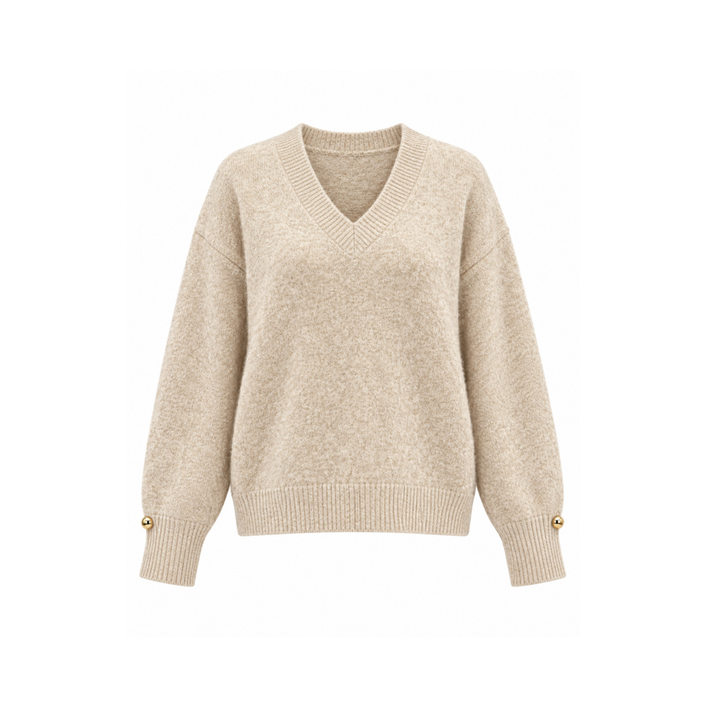 Premium Wool V-Neck Top