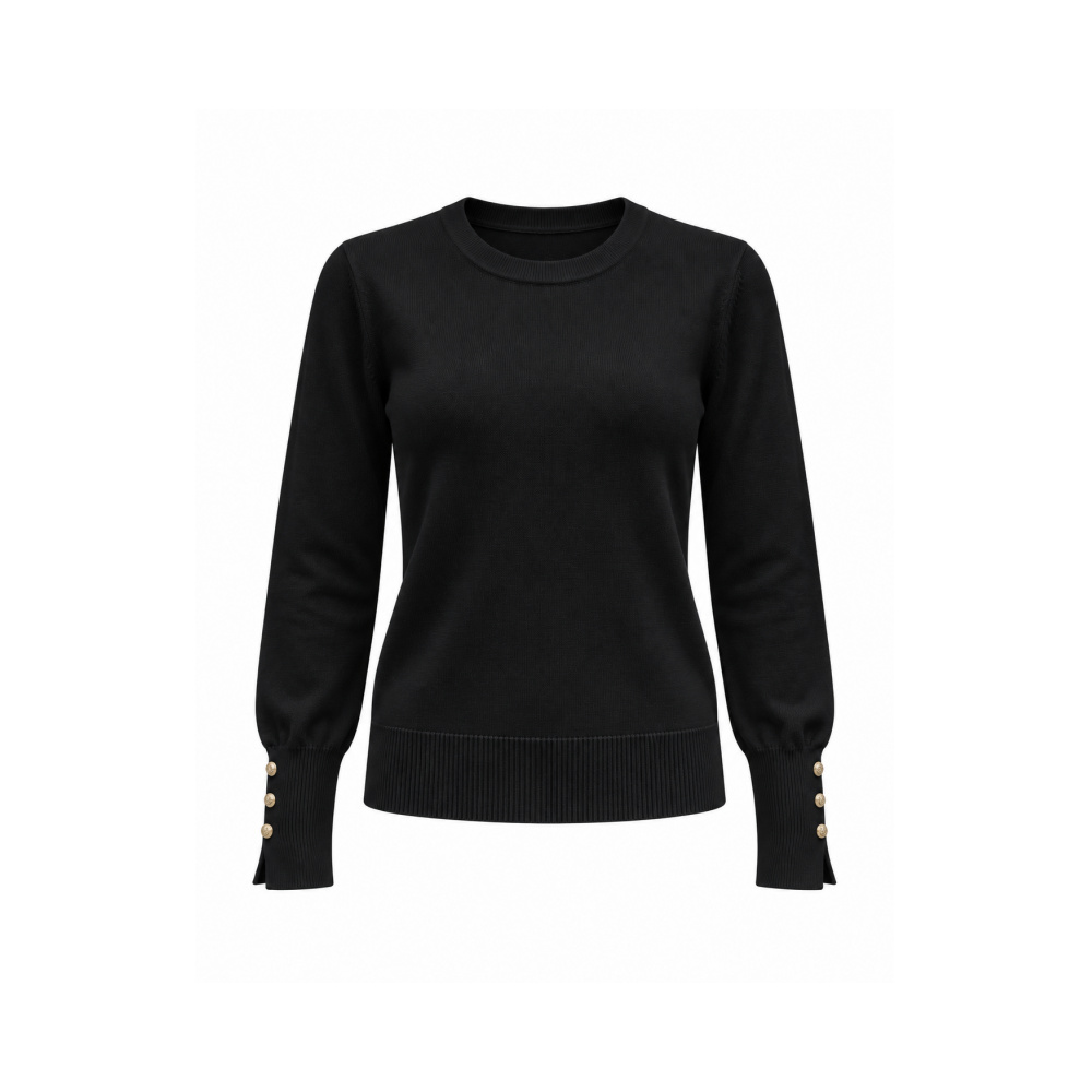 Premium Wool Basic Top with Button Details