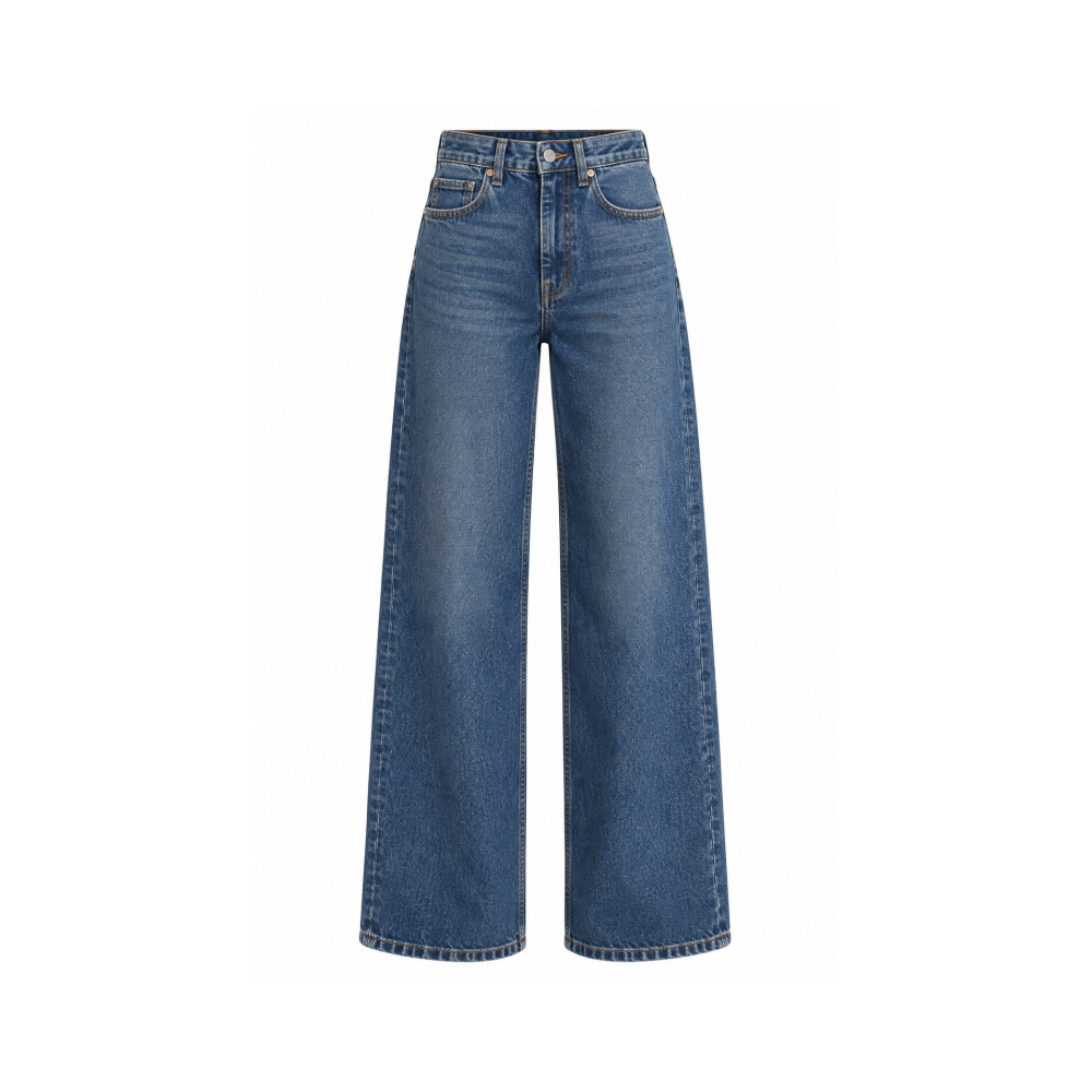 Navy-Blue Wide-Leg Jeans