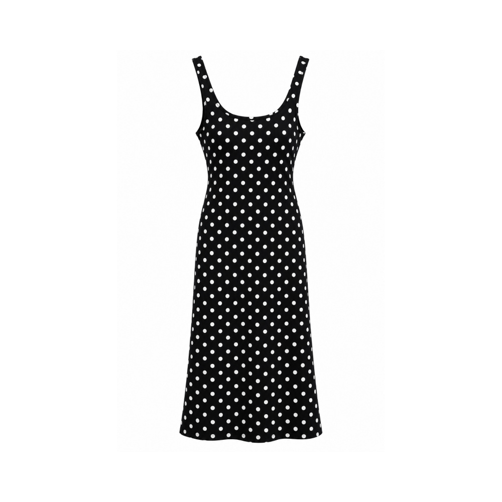 Polka Dot Sleeveless Midi Dress
