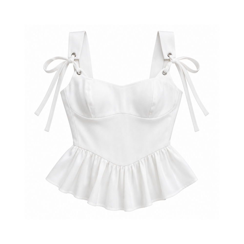 White Corset Peplum Top