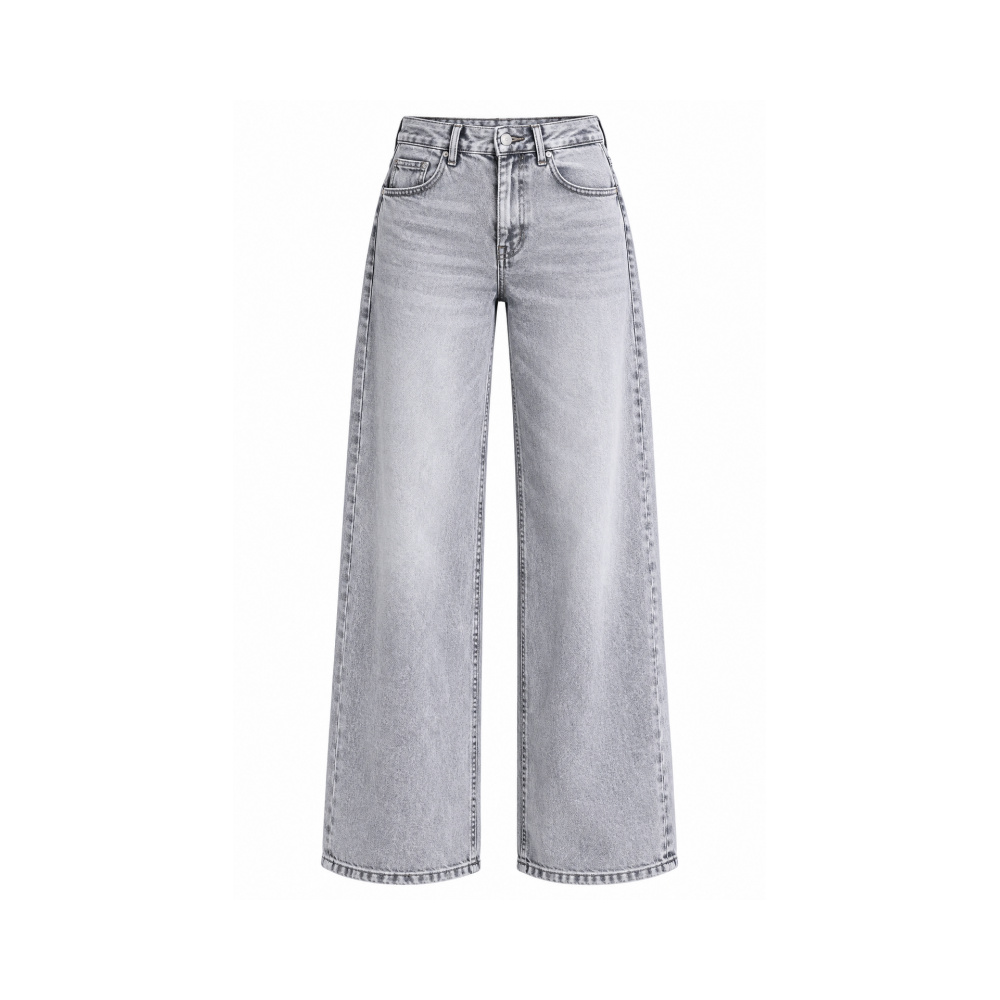 Gray Palazzo Jeans – Non-Stretch
