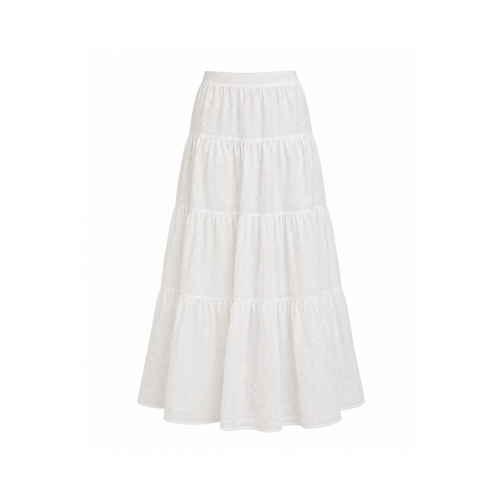 Elegant Italian-Style Eyelet Lace Halter Midi Dress